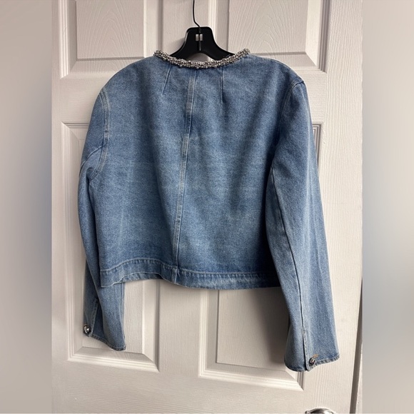 Sandro Erzelia Denim Rhinestone Jacket - Picture 5 of 6